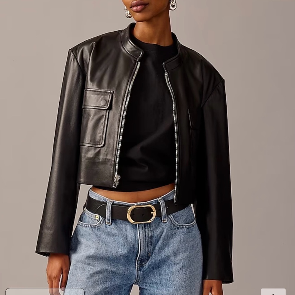 COPY - J CREW CROP WOMENS LAMB SKIN LEATHER SIZE (XS)! BLACK